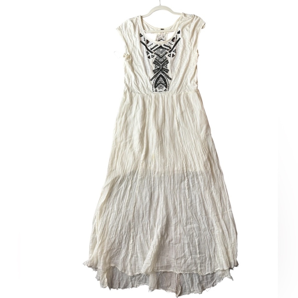 Free People Toosaloosa Meadow Midi Dress Ivory Cotton Gauze Embroidered Boho M - Picture 5 of 15